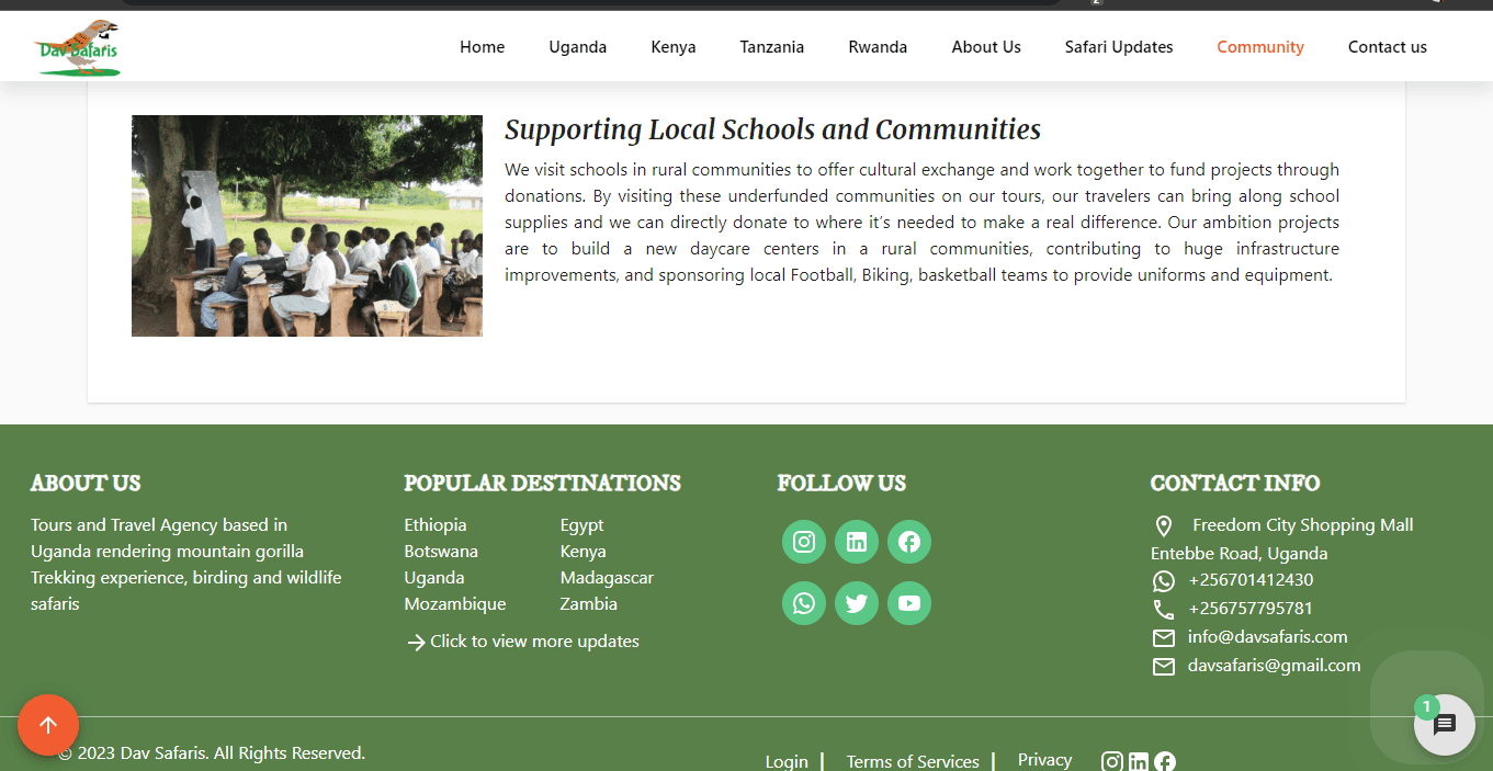 Dav Safaris Website
