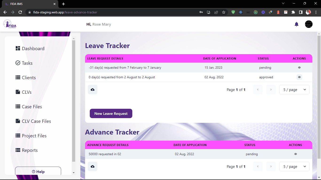 Fida Legal Aid Tracking System