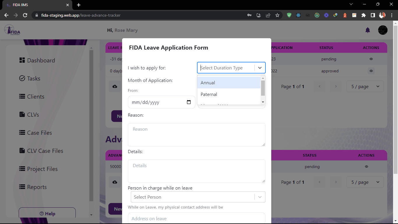 Fida Legal Aid Tracking System