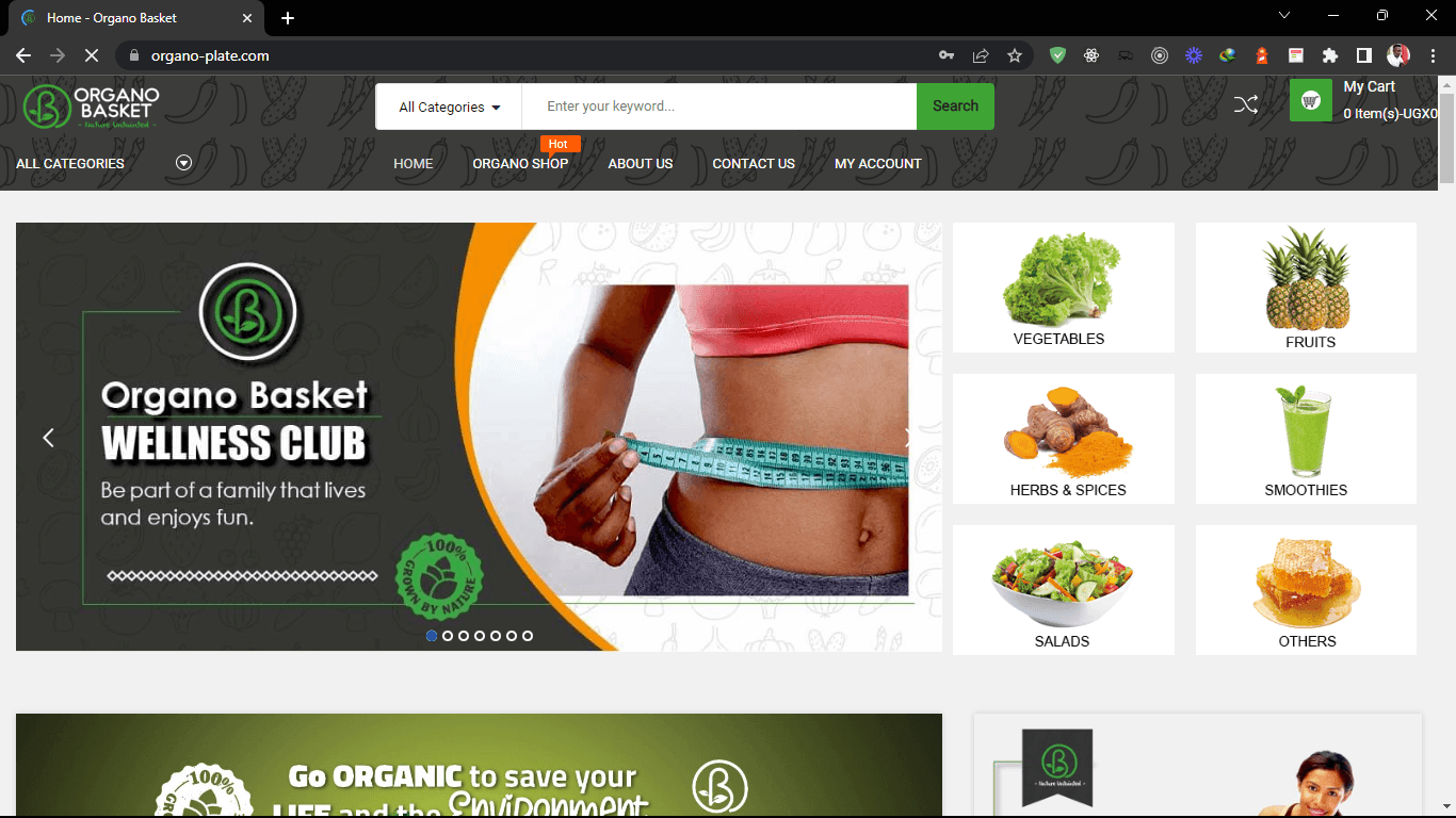 Online e-commerce store for organic products